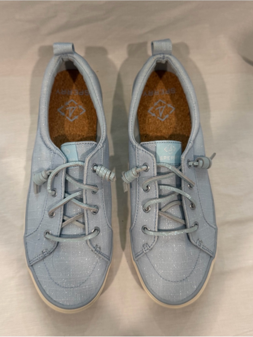 Women’s Sperry Crest Vibe Sparkle Sneakers – Light Blue